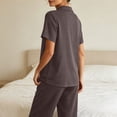 thumbnail image 5 of QIYAGBSA Womens Pajama Sets Soft Cotton Short Sleeve Button Down Top and Pants Sleepwear (Coffee, S), 5 of 8