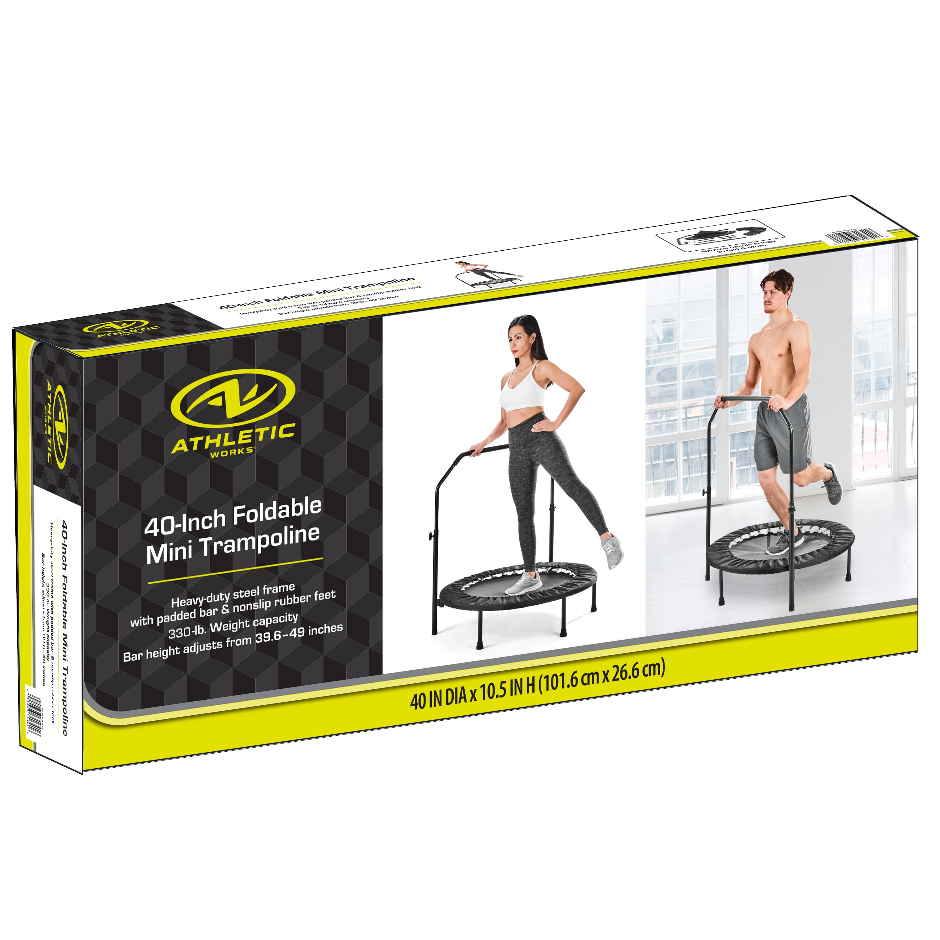 Athletic Works 40" Foldable Mini Trampoline with Adjustable Handle