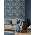 thumbnail image 3 of NextWall  Bird Ogee Peel and Stick Wallpaper 20.5 in. W x 18 ft. L - Navy & Sky Blue, 3 of 8