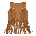 thumbnail image 5 of Women Fringe Vest 70s Hippie Suede Rivets Tassel Sleeveless Cowgirl Western Jacket Outerwear/Khaki/S, 5 of 5