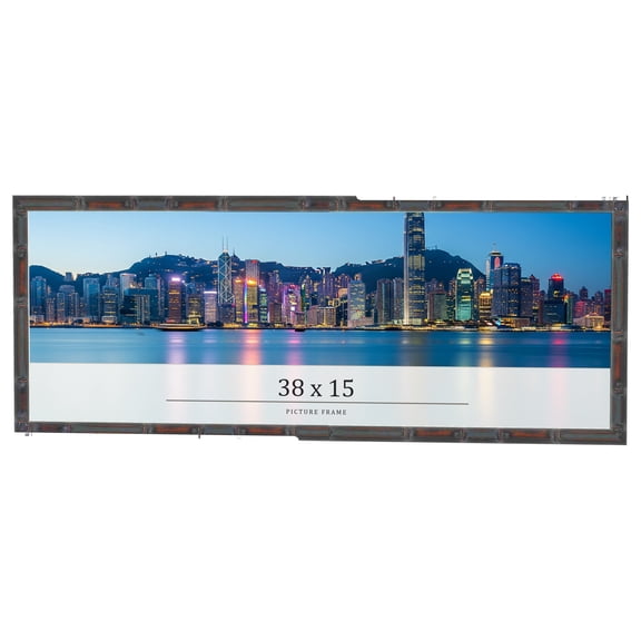 38x15 Frame Brown Bamboo with Dark Coffee/Walnut Finish | Solid Wood Picture Frame Width 0.75