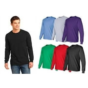 BILLIONHATS 6 Pack Mens Long Sleeve Colorful T-Shirts, 100% Cotton - Crew Neck Bulk Tees for Men, Wholesale Sleeved Tshirt Packs
