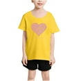 thumbnail image 4 of piuwrlz Short Shirts Sleeve Kids Girls T-Shirts Tops Fashionable Printed Round Neck Blouses Cotton T Shirt Top Yellow Size 2-3 Years, 4 of 5