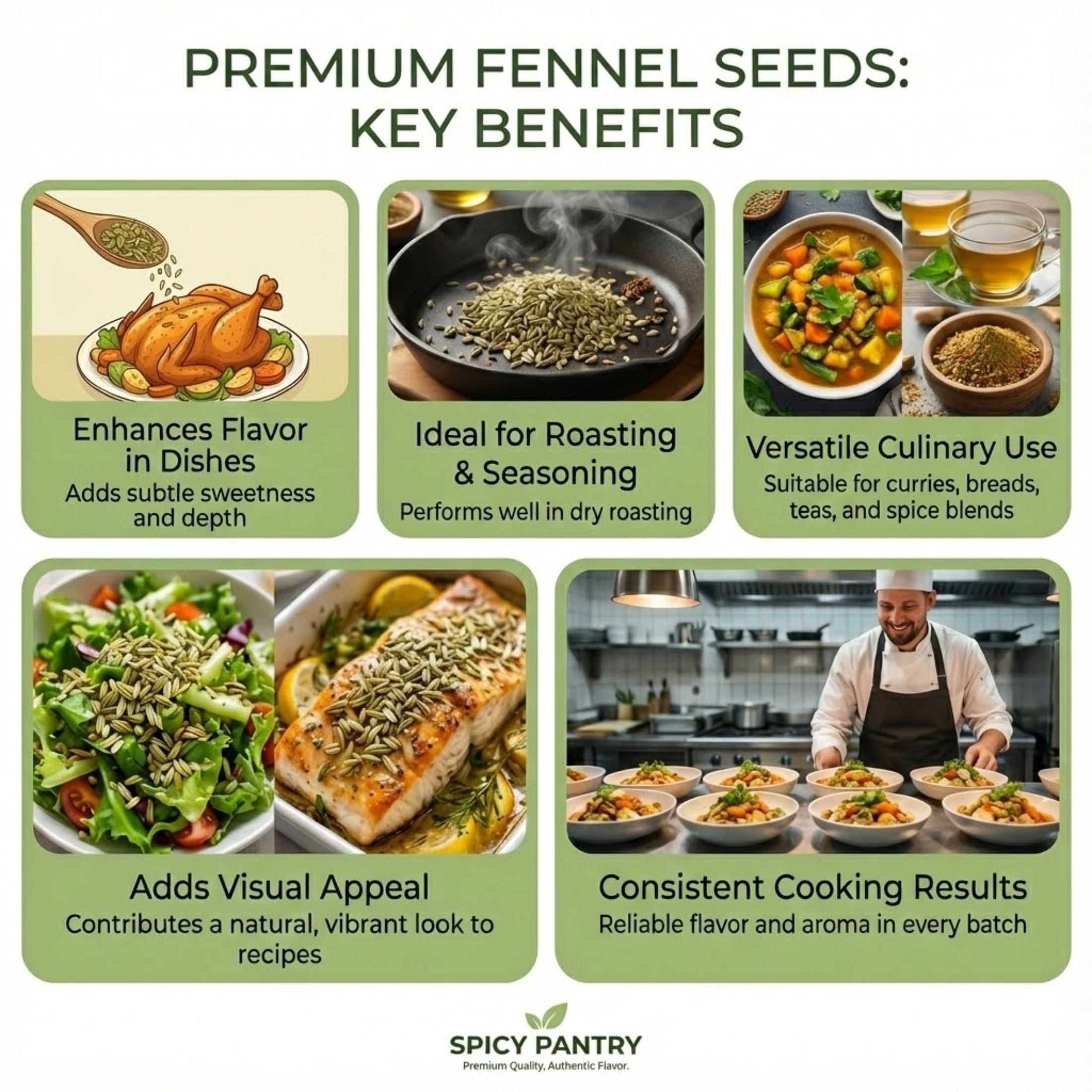Spicy Pantry Whole Fennel Seeds – 2lbs, 100% Natural Spice, Ideal for Cooking, Baking & Teas