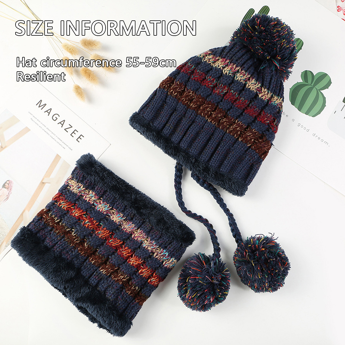 طقم قبعة شتوية ووشاح مع أغطية للأذنين - مبطن بالفرو، وواقي للوجه، ومبطن بفرو الشيربا للمشي لمسافات طويلة والأنشطة الخارجية