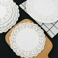 thumbnail image 6 of YFind 100Pcs Round Paper Lace Doilies Cake Placemat Party Wedding Baking Decoration Creative Craft Napkins Placemat Table Decoration,9.5 inches Round white 100pack, 6 of 10