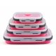 thumbnail image 1 of Contenedor plegable de silicona para almacenamiento de alimentos, 4 piezas, caja de comida y sobras sin BPA con tapas de plástico herméticas para cocina (rojo), 1 of 5