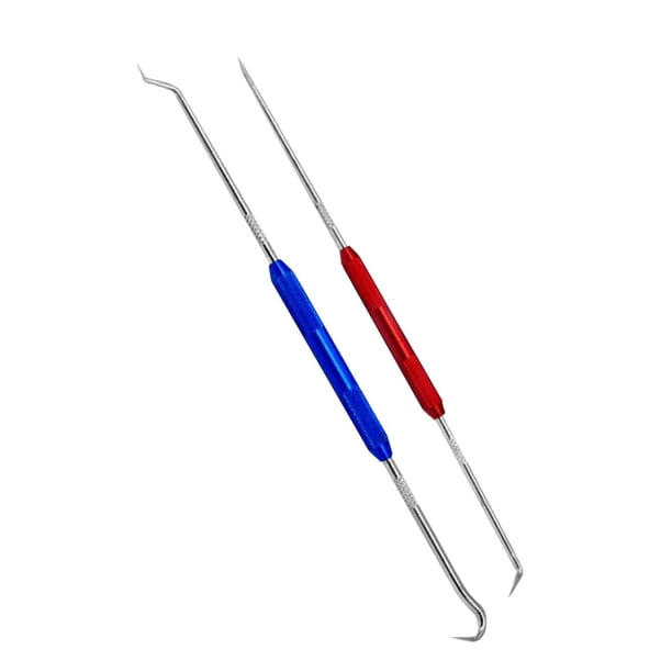 2 piezas de gancho para sello de aceite, extractor de sello de aceite, mango ergonómico, junta tórica, 21 cm Rojo Azul Plata