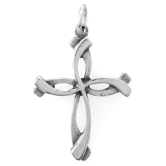 Cross Pendant with Overlap IchthysDesign Oxidized Sterling Silver