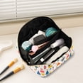 thumbnail image 2 of FORMRS Makeup Bag Travel Cosmetic Organizer for Women Fold Flat Zipper Pouch with Handle, Beige Geometric, 2 of 8