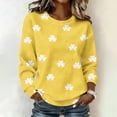 thumbnail image 2 of St. Patrick's Day Sweatshirt for Women Waffle Knit Crewneck Long Sleeve Casual Loose Fit Pullover Sweatshirts (XL, Yellow), 2 of 5