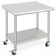 thumbnail image 1 of Yeshouse mesa de trabajo de acero inoxidable con ruedas, resistente y certificada NSF, estante inferior ajustable, ideal para cocina comercial, hoteles, garajes y preparación de alimentos, 1 of 8