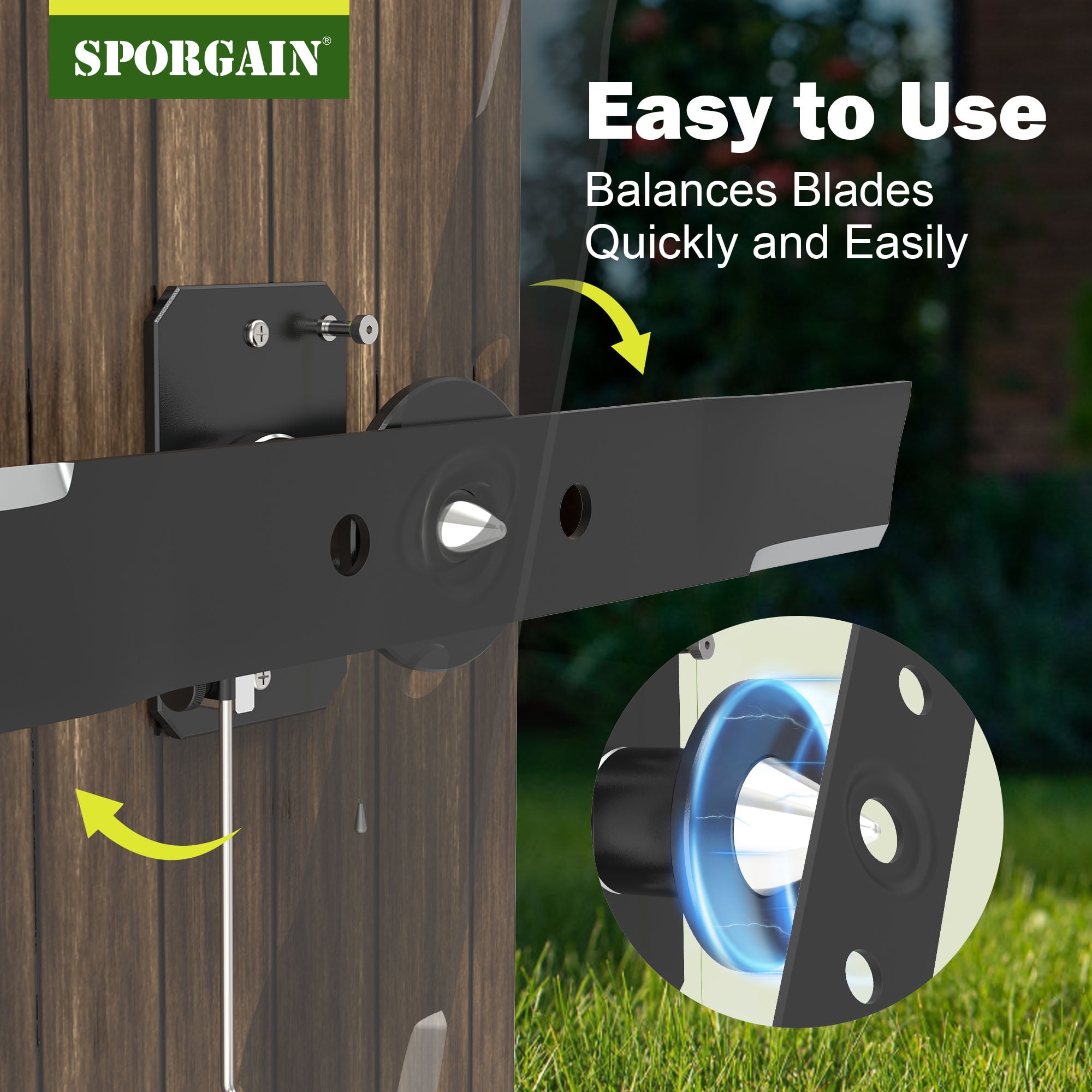 Magnetic High Precision Lawn Mower Blade Balancer - Wall Mounted for Easy Balancing, Durable Black Finish