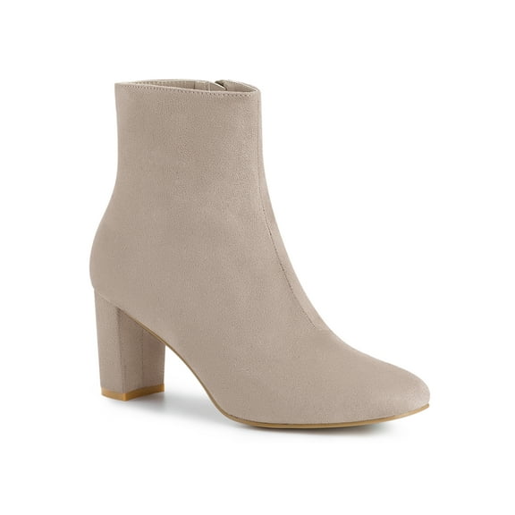 BLISSFUL STEP Valentine's Women's Boot Dress Side Zip Block Heel Ankle Boots Taupe 10