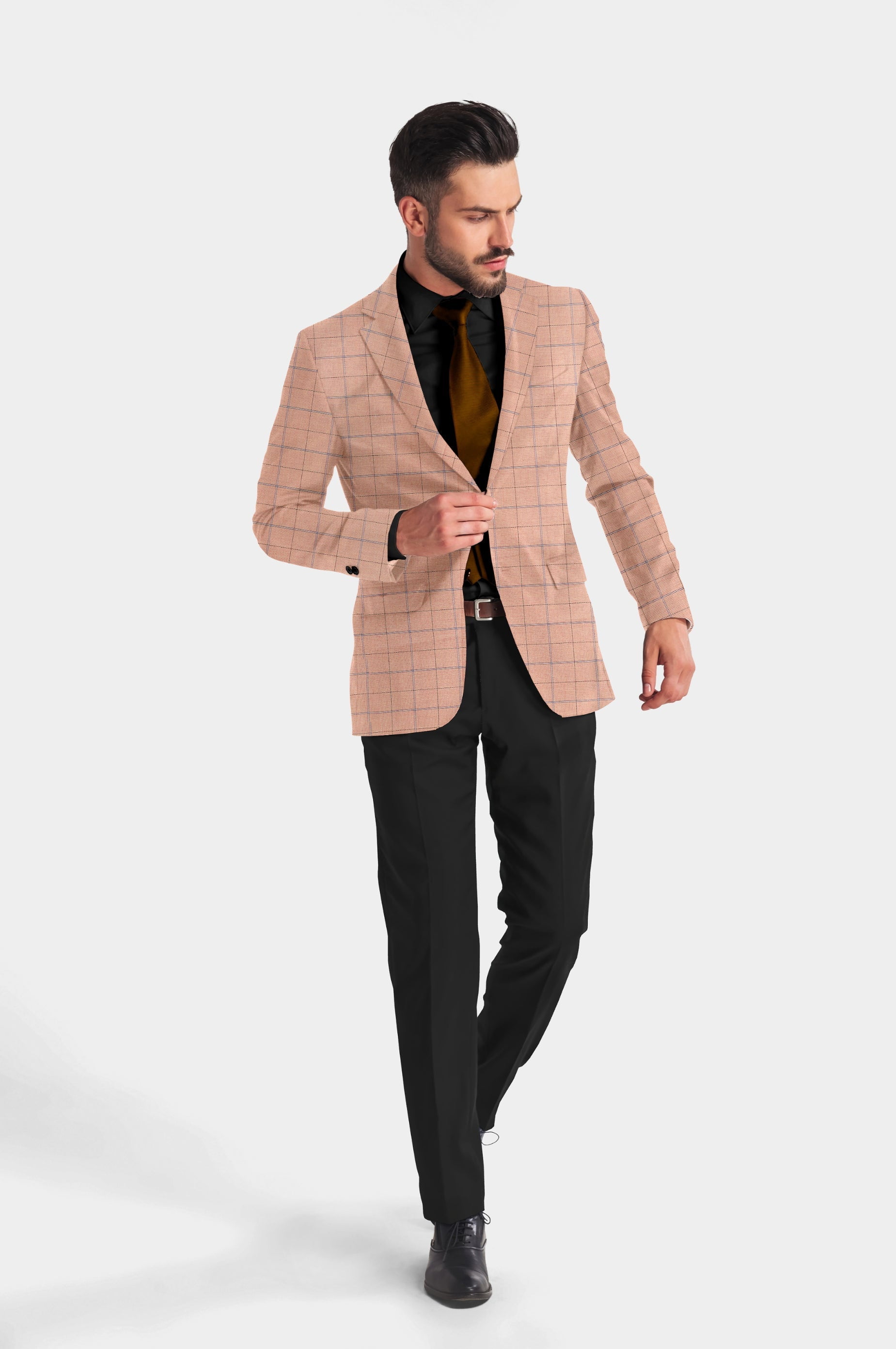 Rose Gold Men's Party Checkered Suit Jacket Slim Fit Blazer - Walmart.com