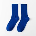 thumbnail image 1 of Summer Socks For Women Cotton Soft Mid Length Socks Comfortable Breathable Solid Color Fall Winter Simple Designer Striped Socks Royal Blue, 1 of 6