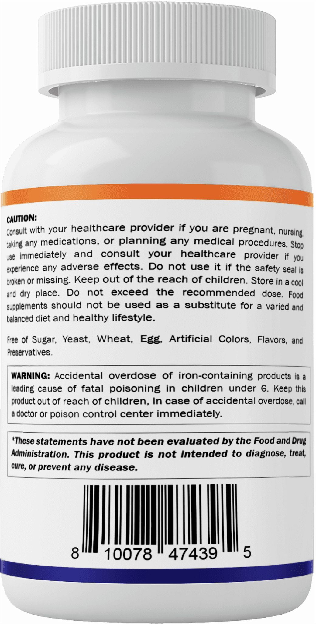 Vitamatic Ferrous Sulphate 325 mg + Vitamin C 100 mg - (65 mg Elemental Iron) High Potency Iron Supplement | No Artificial Color Additives - 250 Coated Tablets - Made in USA-2 Pack
