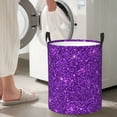 thumbnail image 5 of Sikiie Purple Glitter Print Round Dirty Clothes Basket, Waterproof Standing Foldable Storage Basket, for Laundry Room, Bedroom, Bathroom Storage-Small, 5 of 6