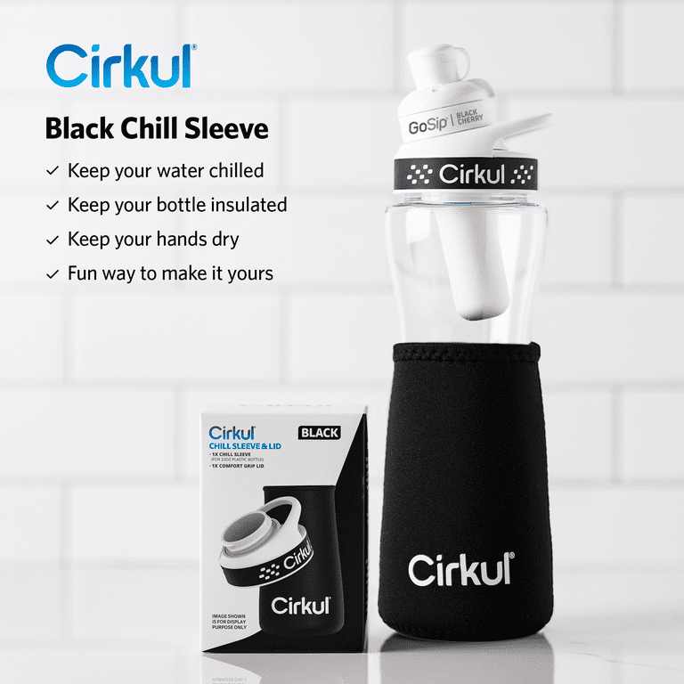 Cirkul Black Stainless Steel Water Bottle With Black Grip Lid 22oz
