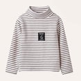 thumbnail image 4 of Girls Thermal Shirt Striped Boys Long Sleeve Shirts Kids Turtleneck Tees Fall Tops Girls Size 7-8 Years Shirts, 4 of 5