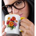 thumbnail image 2 of 3drose, Colorful Zinnia Flower Illustration, 11oz Two-tone Yellow Mug, 2 of 6