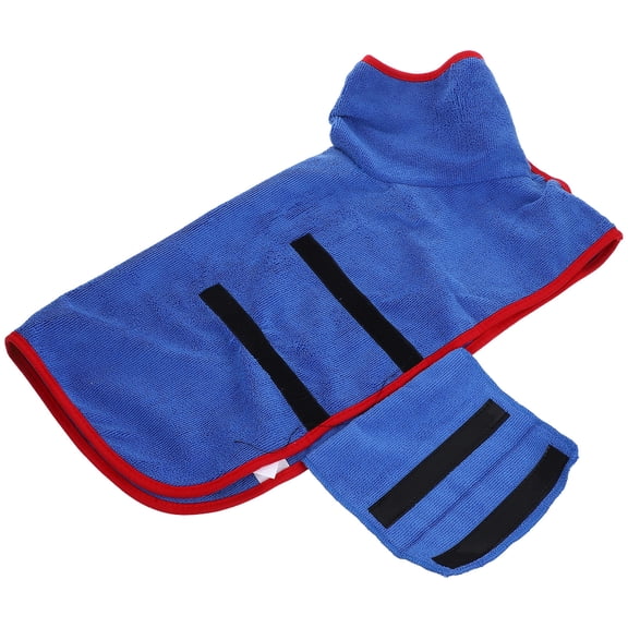 BESTYASH Dog Bathrobe with Wraparound Design Blue Fiber Lightweight 1 Pcs