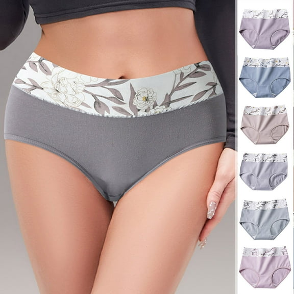 jobturf Underwear for Women Floral Print Cheeky Lace Bikini Panties Color Block Soft Breathable Hipsters Briefs