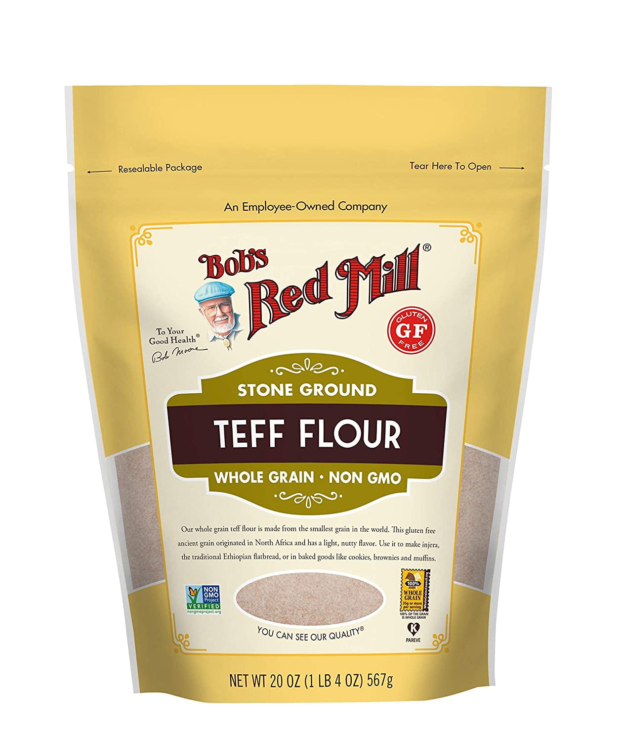 Bob's Red Mill, Stone Ground Teff Flour, Whole Grain, 20 oz