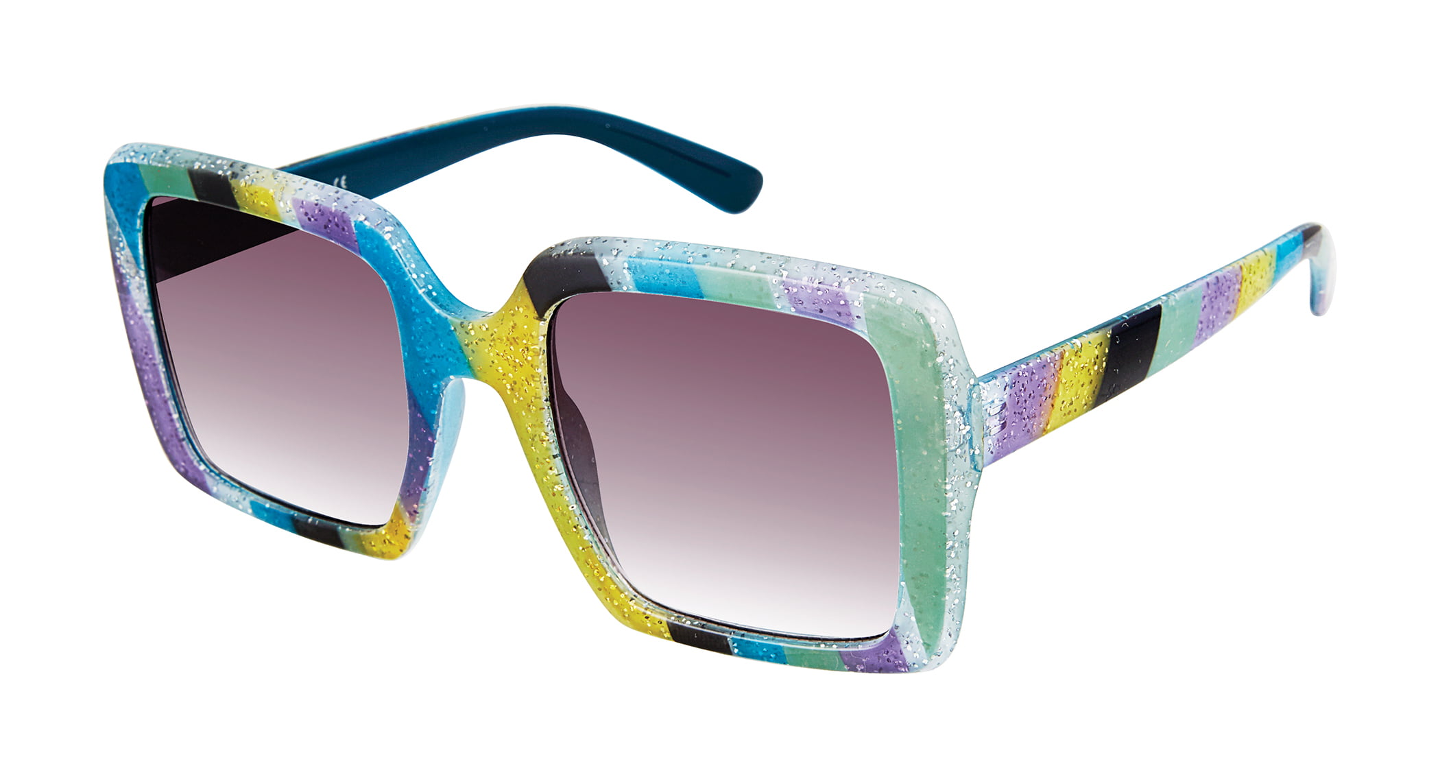Rainbow Accents Retro 80s Fashion Hip Hop Tortoise Oversized Square Sunglasses 