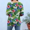 thumbnail image 6 of Craaazy Women's Spring/Summer Hawaiian Print Loose Casual Round Neck 3/4 Sleeve T-Shirts Gifts, 6 of 6