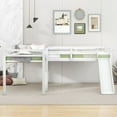 thumbnail image 5 of DreamBuck Twin Size Loft Bed L-Shaped, Solid Wood Low Loft Bed with Slide and Ladder for 2 Teens, No Box Spring Needed, White, 5 of 8