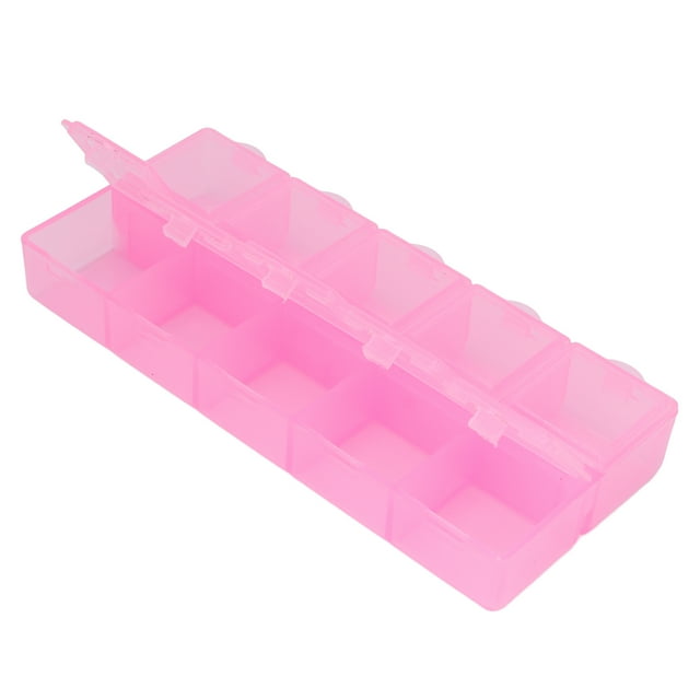 Bead Containers, Compartment Organizer Box Transparent Design Wear Resistant 10 Compartments For Office For Travel For Home Pink,Orange