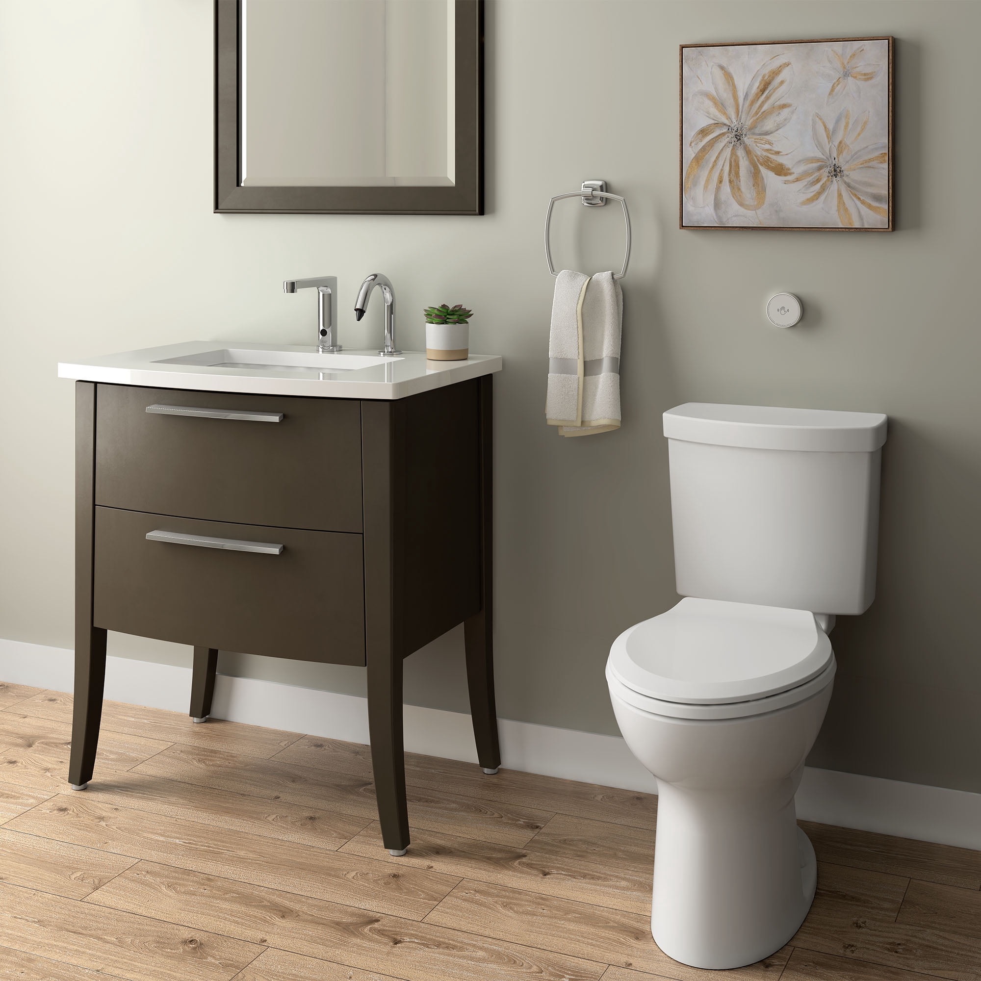 American Standard Metal Touchless Sensor-Operated Foam Soap Dispenser With Battery Powered