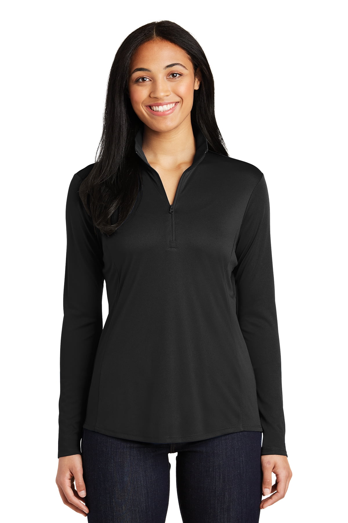 The Weather Company Womens 1/4 Zip Mock Pullover Black XL