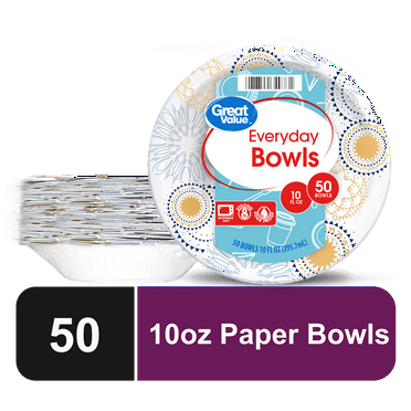 Great Value Everyday Disposable Patterned Paper Bowls, 10 oz, 50 Count