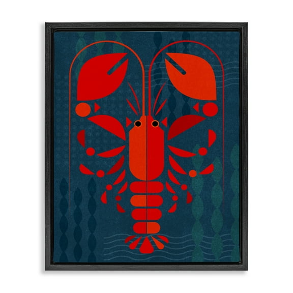 Stupell Industries Nautical Lobster Shape Animals Painting Black Floater Framed Canvas Art Print Wall Art, 17 x 21
