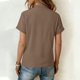 thumbnail image 4 of Tops de Manga Larga de Encaje para las Mujeres Más Tamaño Botón Cuello en V Color Sólido Suave Y Transpirable Blusa para Uso Diario Informal, 4 of 8