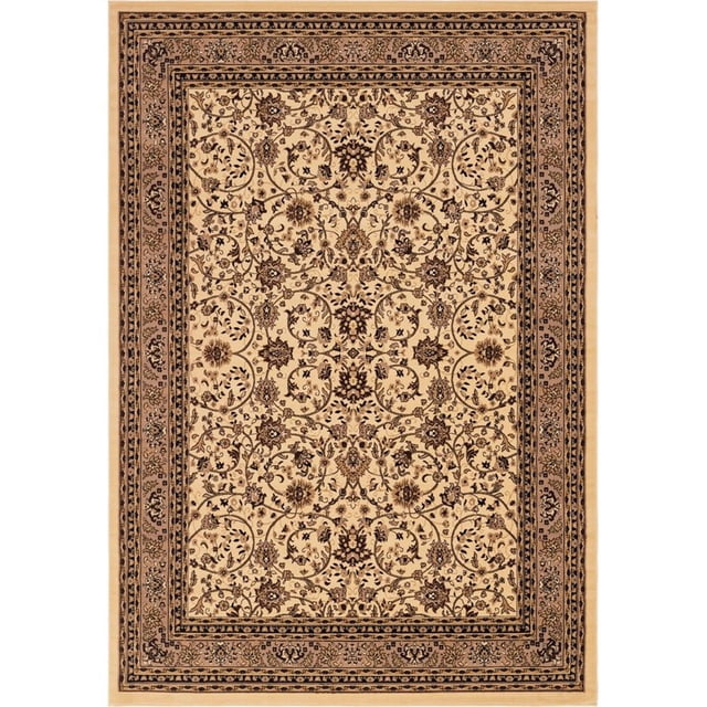 Unique Loom Sialk Hill Persian Floral Rug 10' x 14' Rectangle Ivory/Tan