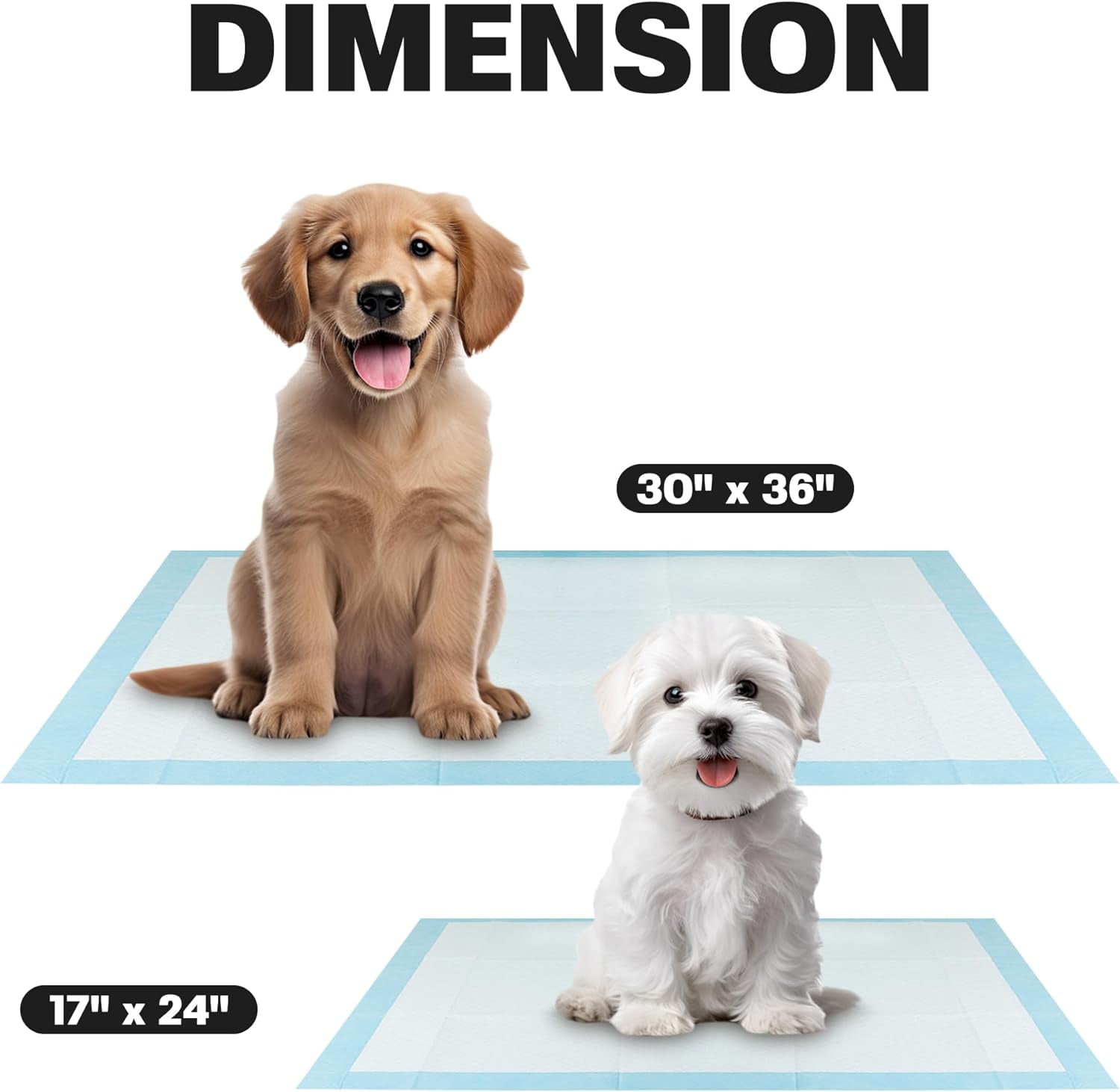 Small Puppy Pads Leak-Proof 17"x24"| Pee Pads for Dogs Ultra Absorbent 6-Layer - Dog Pee Pads, Dog Pads, Potty Pads for Dogs, Training Pads for Dogs, Dog Pad for Cat, Rabbit, Guinea Pig