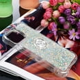 thumbnail image 2 of Glitter Case for Apple iPhone 14 Pro, Bling Sparkle Floating Cover Liquid Fashion Girly Women Girls Clear with Ring Holder Phone Case for iPhone 14 Pro  Silver, 2 of 12