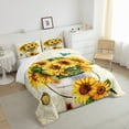thumbnail image 5 of Erosebridal Sunflower Comforter Set Queen,Vintage Bohemian Flower Bedding Women,Rustic Farmhouse Butterfly Bed Set,Boho Damask Background Duvet Set,Oil Painting Style Down Comforter,Yellow, 5 of 5