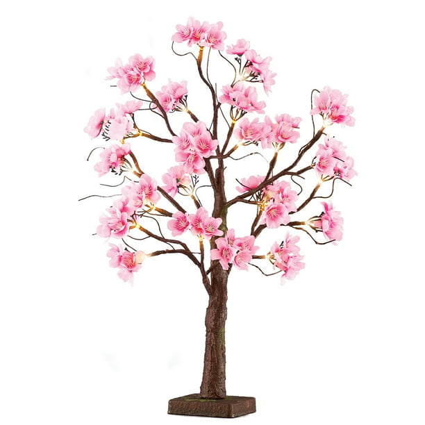 Collections Etc Lighted Cherry Blossom Floral Tabletop Tree Walmart