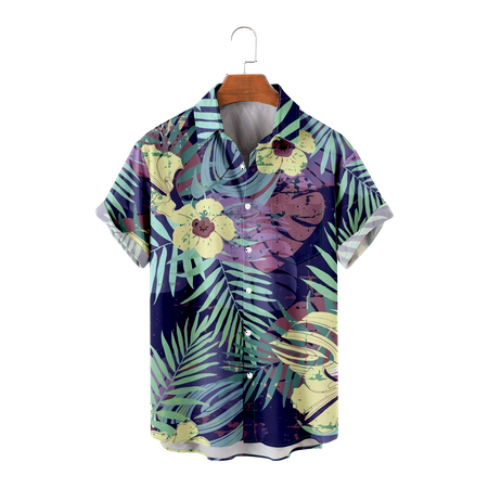 

MLFU Youth Adult Floral Hawaiian Shirts Short Sleeve Classic Chest Pocket Shirt & Top Retro Bowling Shirts Sizes Kids-Adult Unisex