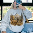 thumbnail image 3 of Vintage Elk Mountain Scene Sweatshirt | Wildlife Nature Graphic Pullover, 3 of 8