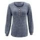 thumbnail image 4 of Suéter de cuello redondo para mujer, informal, liso, de invierno, de manga larga, con botones, de punto cepillado, holgado, para mujer, 4 of 7