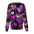 thumbnail image 3 of Valentines Day Scrub Jackets Women Plus Size Hoilday Button Snap Front Cute Love Heart Printed Scrub Tops Loose Long Sleeve Scrubs Nursing Uniform Medical Nurse Workwear with Pockets Purple S, 3 of 4