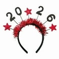 thumbnail image 2 of Bandeau du Nouvel An 2026 pour Femmes - Bandeaux Chiffres Rouges Pailletés avec Étoiles, Accessoires de Fête de Noël, 1 Paquet, 2 of 6