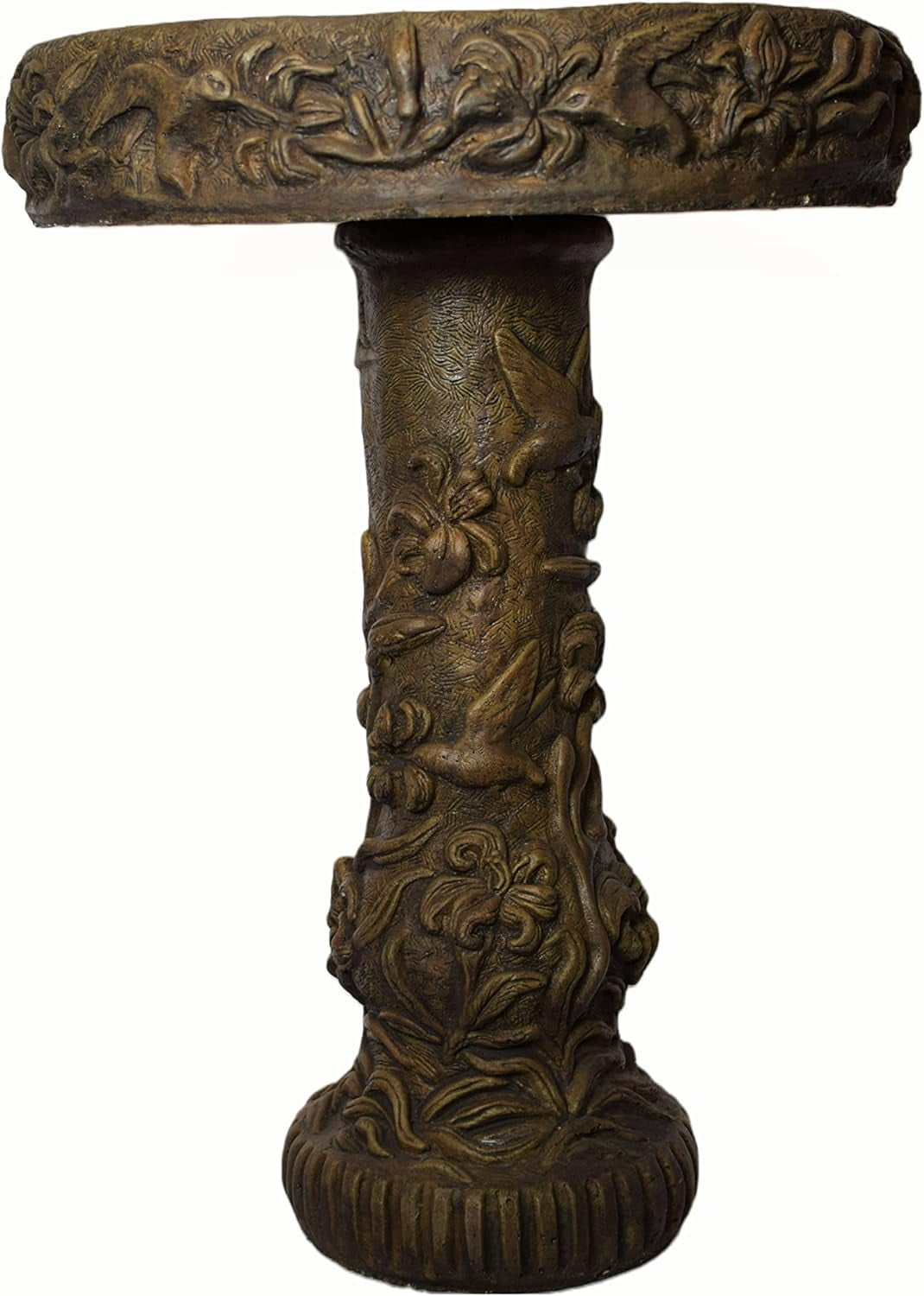 Solid Rock Stoneworks Hummingbird Birdbath - 27" h x 20" Diameter - Espresso