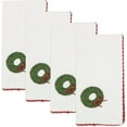 thumbnail image 2 of Fennco Styles Embroidered Holiday Wreath Whip Stitch Cloth Napkins 18" W x 18" L, Set of 4 - White Cotton Dinner Napkins for Winter Festivals, Christmas, Banquets, and Special Events, 2 of 4