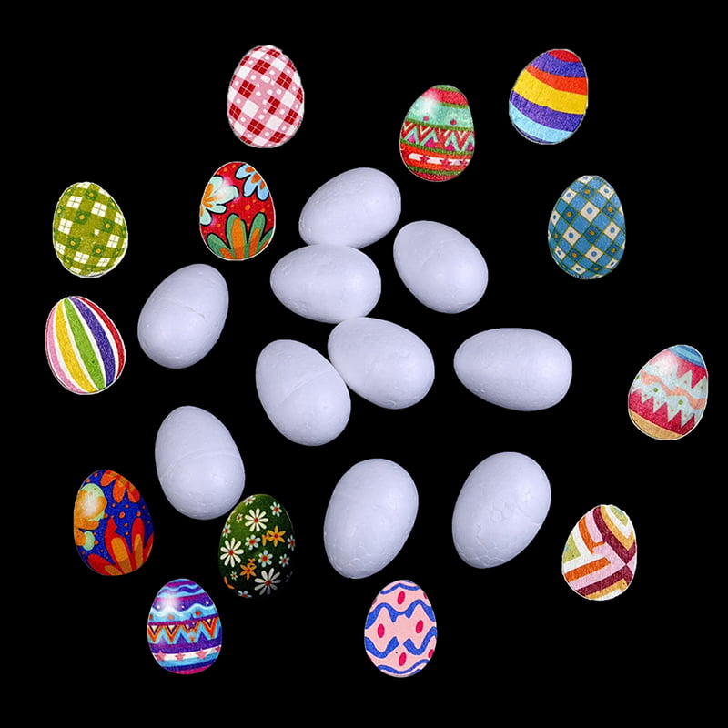 16 x Small Polystyrene Craft Foam Easter Eggs Festive Decorations School Fun 4cm 